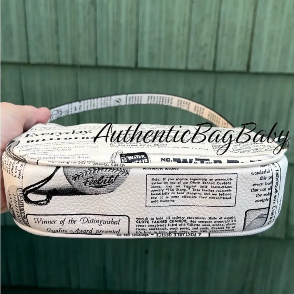 Coach Nolita 19 In Pebbled Leather & Newspaper Print Handbag Purse